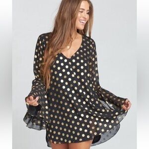 Show Me Your Mumu Black and Gold Polka Dot Women's Dress